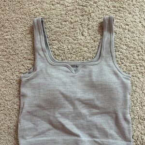 Buckle Light Gray Ribbed Crop Top
